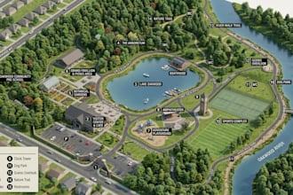 create park map, illustrated map, visitor map wayfinding map and site plan