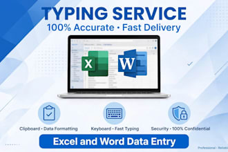 do 20 data entry typing in excel and google sheets in 1 day