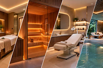 design 3d private and commercial spa, sauna, skincare and massage interior