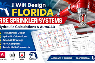 design florida fire sprinkler systems, hydraulic calculations and autocad