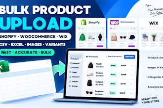 bulk upload products to shopify woocommerce and wix stores
