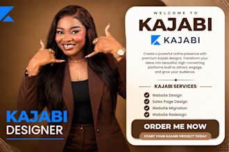 design kajabi website, online course website and elearning website