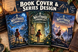 design 2d childrens middle grade book cover with chapter book and series design