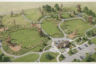 design custom 2d and 3d zipline maps, adventure park layouts and visitor guide