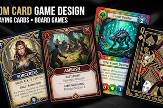 do card game design, playing card, trading card board game, card box, card game