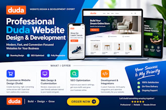 design duda ecommerce website, online store, web design, SEO and development