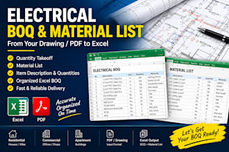 prepare electrical boq and material list in excel