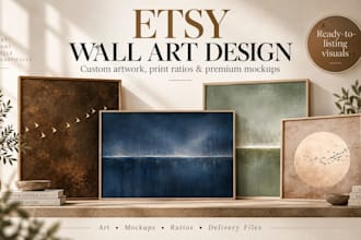 create custom etsy wall art with print sizes and mockups