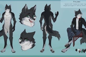 draw custom furry art , furry reference sheet, furry nsfw, furry ref sheet