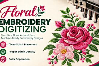 digitize floral embroidery designs for machine embroidery