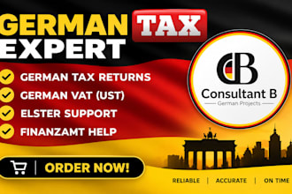 do german tax retun, vat,  income tax, corporate tax, bookkeeping for businesses