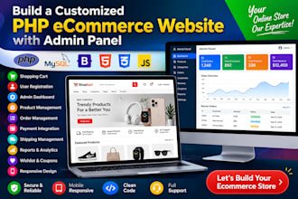 build a customized PHP ecommerce website with admin panel