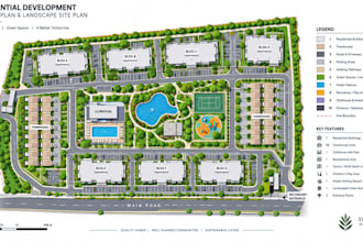 create 2d master plan, landscape, site plan, visitor map and illustrated map
