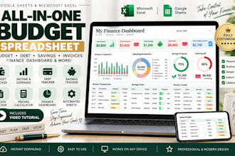 create all in one budget spreadsheet with debt savings and invoice dashboard