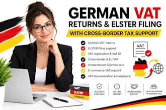 handle german vat returns, elster filing, vat registration and cross border tax
