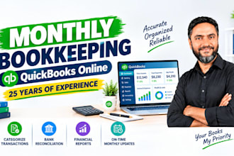 provide monthly bookkeeping and quickbooks accounting services