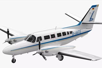 3d aircraft model, 3d airplane, cessna aircraft interior cockpit flight training