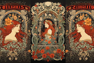 draw art nouveau illustration art deco retro vintage comic art tarot card