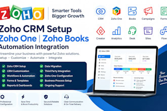 zoho CRM setup zoho one zoho books analytics campaigns automation integration