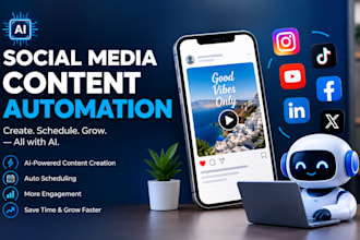 automate ai social media content, posting, scheduling and cross platform sharing