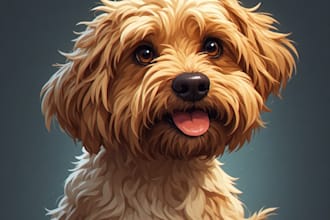 draw custom cartoon pet portraits of dogs cats or any pets
