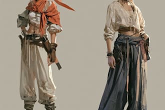 design custom dark fantasy characters and warrior concept art