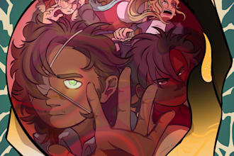 illustrate your fiction novel cover with a dynamic style