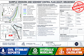 civil hydrology reports hydraulic model site runoff calculation erosion control