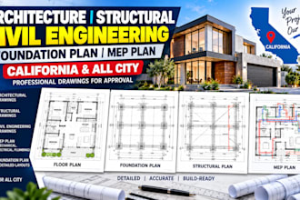 architecture structural civil engineering, foundation plan, california mep plan