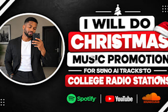 do christmas music promotion for suno ai tracks to college radio stations