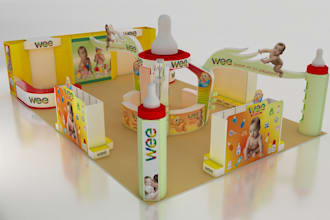 3d trade show booth, stage and brand activation design