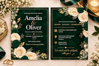 design an elegant luxury wedding invitation card
