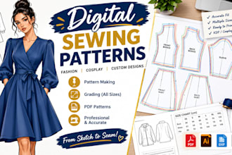 create custom digital sewing patterns and precise size grading for your clothing