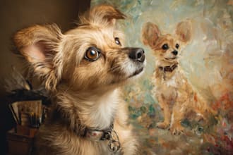 custom pet portrait, two pet portrait, watercolor portrait