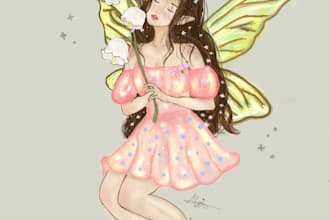 draw a custom aesthetic fantasy fairy character