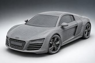 create a custom 3d sports car bus model and automotive design