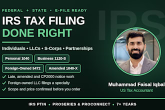 be your US tax accountant and file irs returns 1040, 5472, 1120