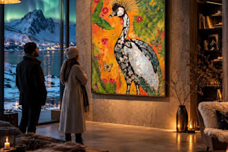 create a realistic art mockup to showcase your artwork on a wall
