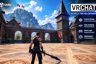 create optimized custom vrchat worlds, udon scripting and interactive game logic