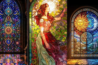 design custom tifanny style stained glass pattern and window