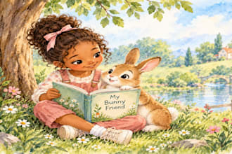 illustrate adorable animal children book and story book illustrations