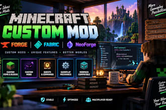 develop minecraft forge fabric neoforge mods, custom modpacks and server setup
