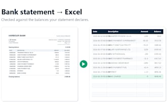 convert bank statement to excel, pdf to csv or google sheets