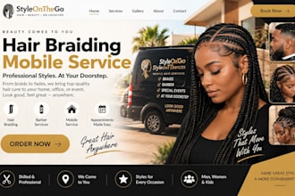design wix barber hair braiding mobile service website hair braiding website
