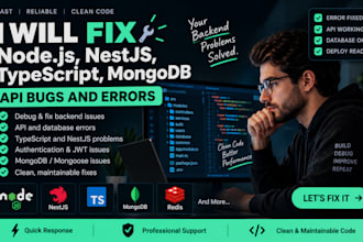 fix nodejs nestjs API bugs errors and mongodb issues