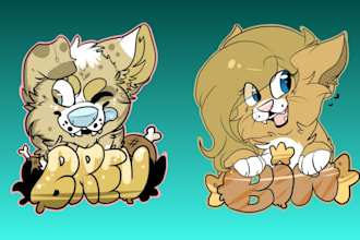 draw furry con badge fursona badge furry art badge