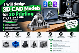 design 3d cad models for 3d printing stl step and obj files