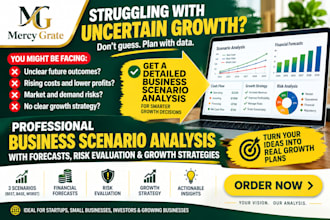 create business scenario analysis to evaluate growth risks and future outcomes