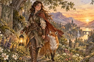 create watercolor character illustration and hand drawn fantasy art