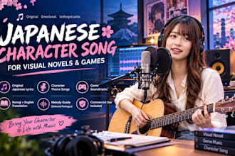 write a japanese character theme song for your visual novel and soundtrack